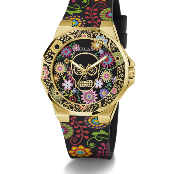 Guess Day of the Dead Black Gold Tone