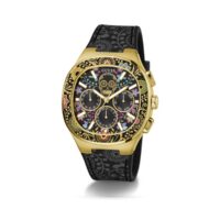 Guess Day of the Dead Black Gold Tone Multi-functi