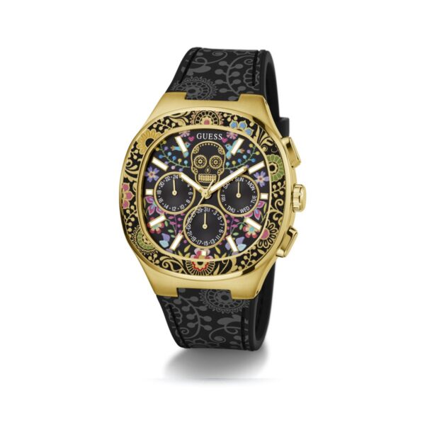 Guess Day of the Dead Black Gold Tone Multi-functi
